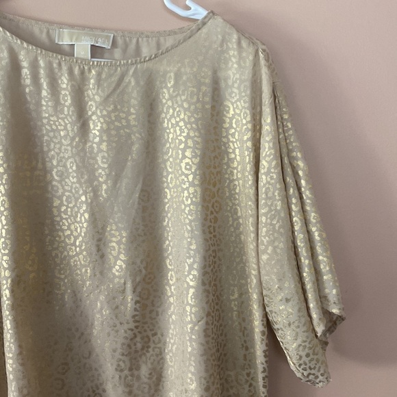 Gold Michael Kors leopard print blouse with tie - Picture 3 of 6